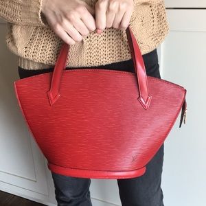 Red Louis VUITTON St Jacques Epi Leather bag.